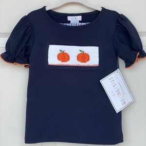 Smocked pumpkin shirt set